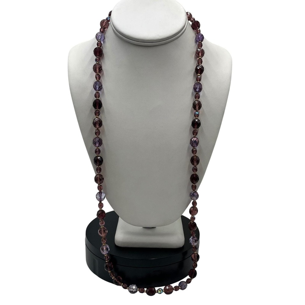 Joan Rivers Purple Aurora Borealis Faceted Crystal Beaded 32" GoldTone Necklace‎